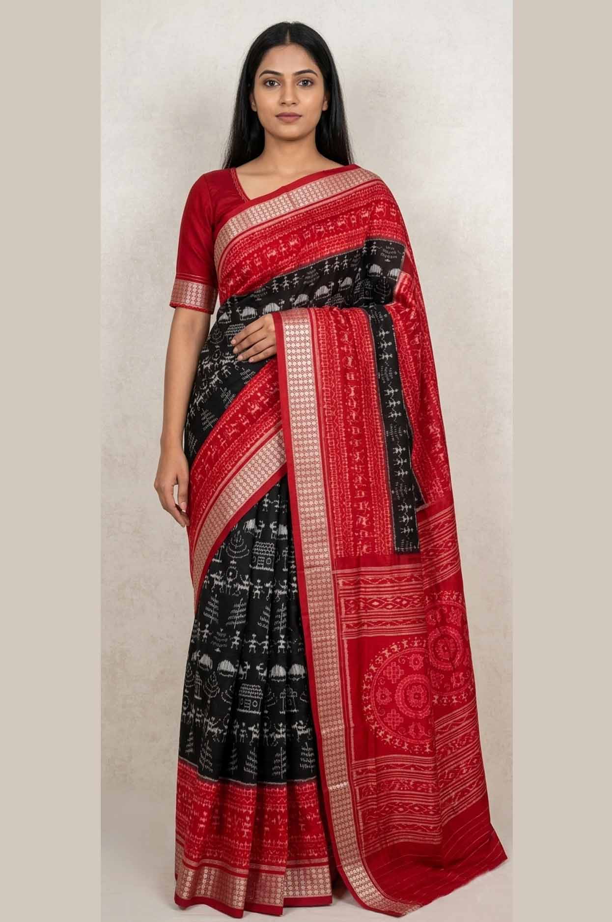Authentic Sambalpuri Handloom Silk Saree – Traditional Ikat Pata Masterpiece