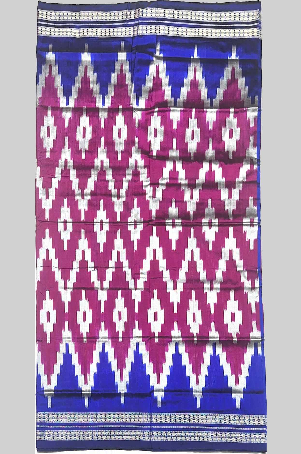 Vibrant Magenta & Royal Blue Half Silk (Mix Patta) Sambalpuri Saree